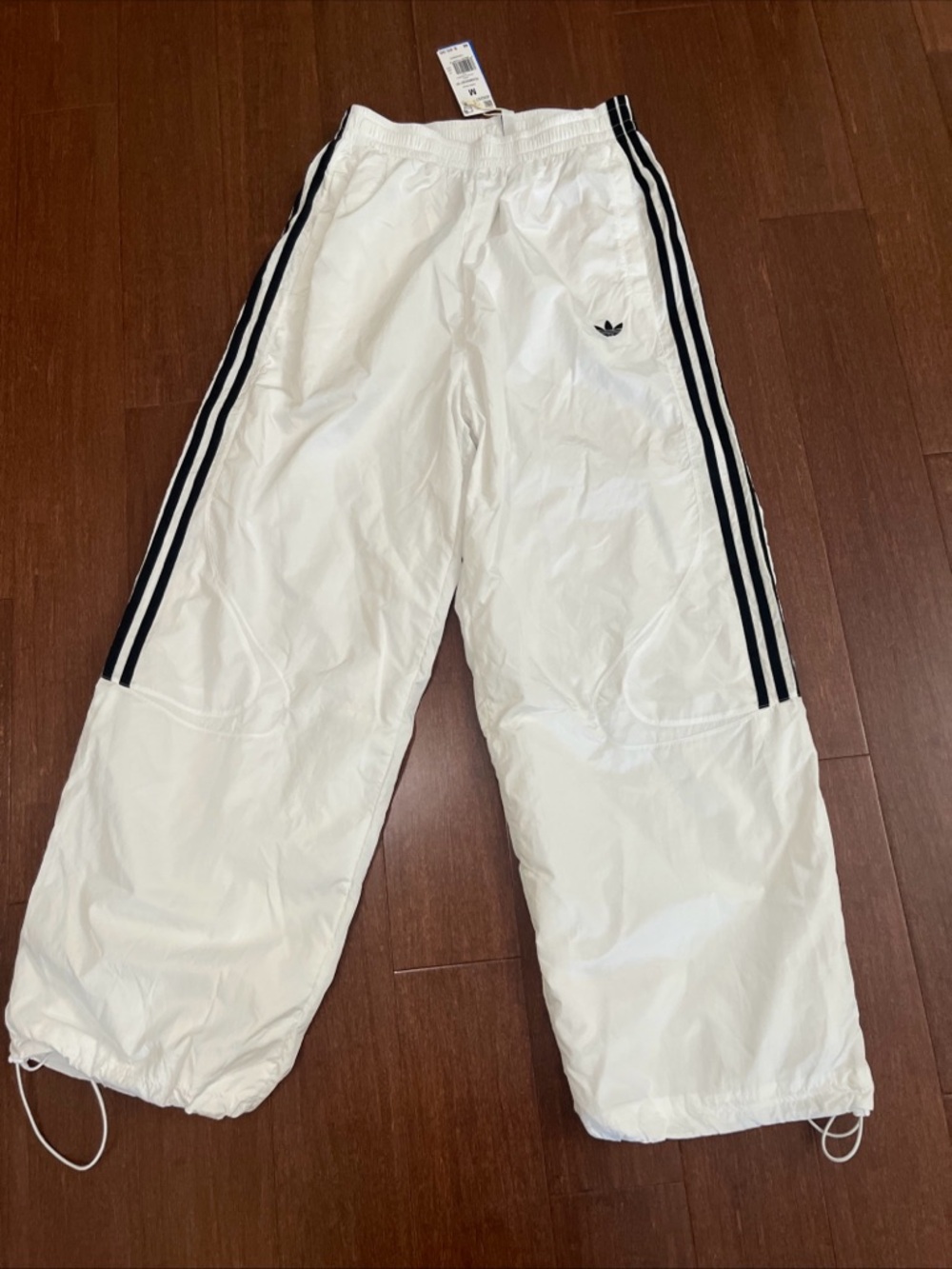 adidas White Jogger Pants with Black Three-Stripes